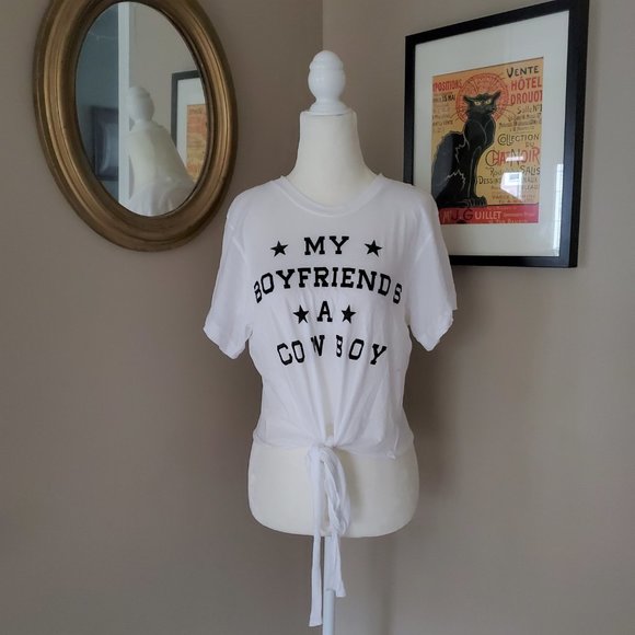 Wildfox My Boyfriends a Cowboy Tie-Front Tee Size M NWT - Picture 5 of 11